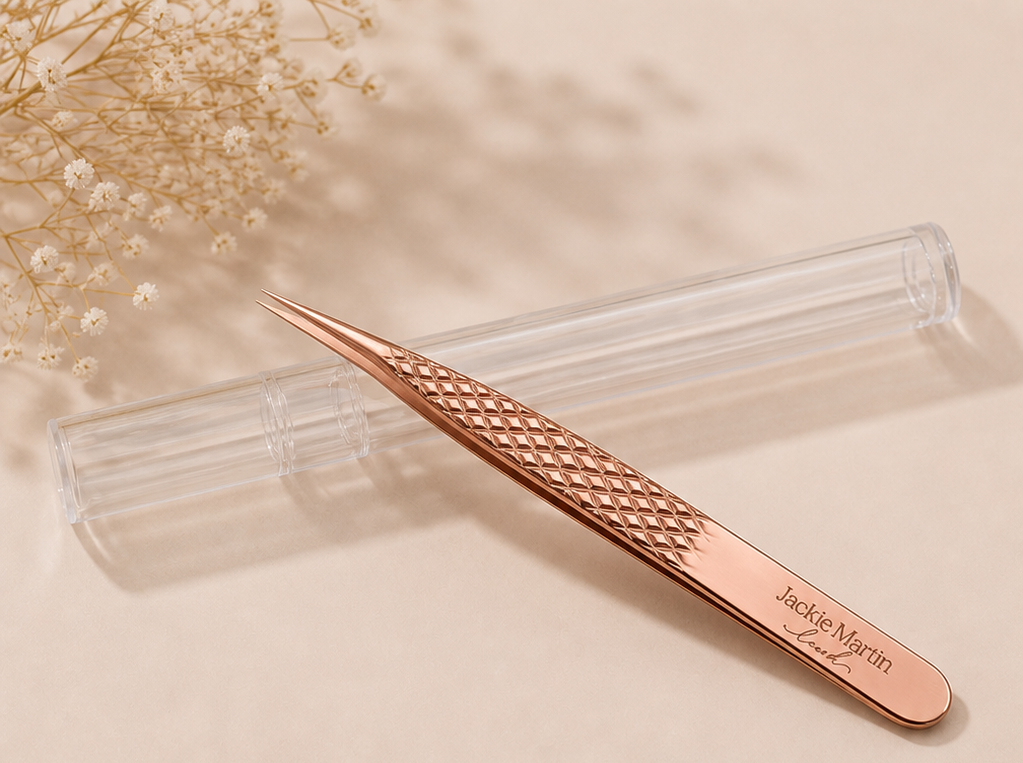 Straight Tweezer fiber tip Rose Gold